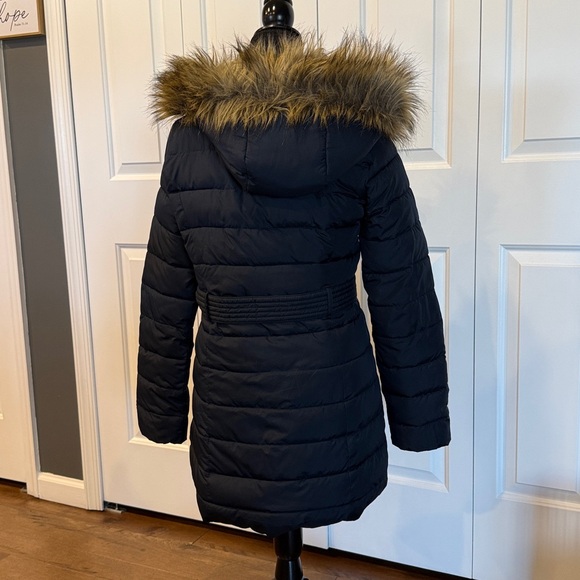 Hollister Womens Vintage 2000s Blue Puffer Coat with Faux Fur Trim. - Picture 2 of 13